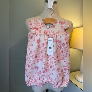 NWT Splendid Infant Girl’s Floral Romper Ruffle Sleeve Rose Pink - 6-9 mos